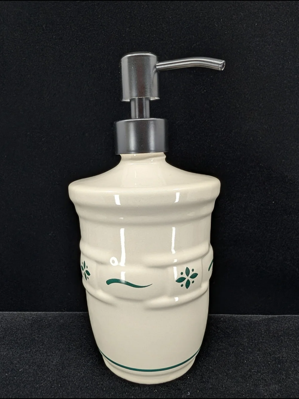 Longaberger Woven Traditions Pottery Soap Dispenser In Heritage Green